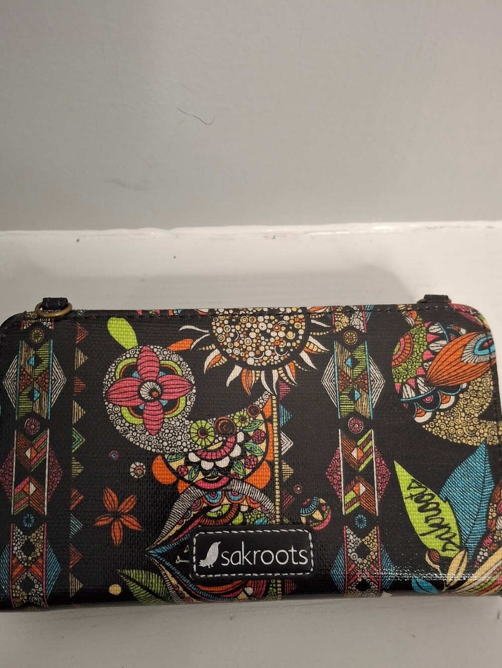 Sakroots Tote Bag & Owl Print Wallet Crossbody Set Black Floral Like New - Picture 7 of 7